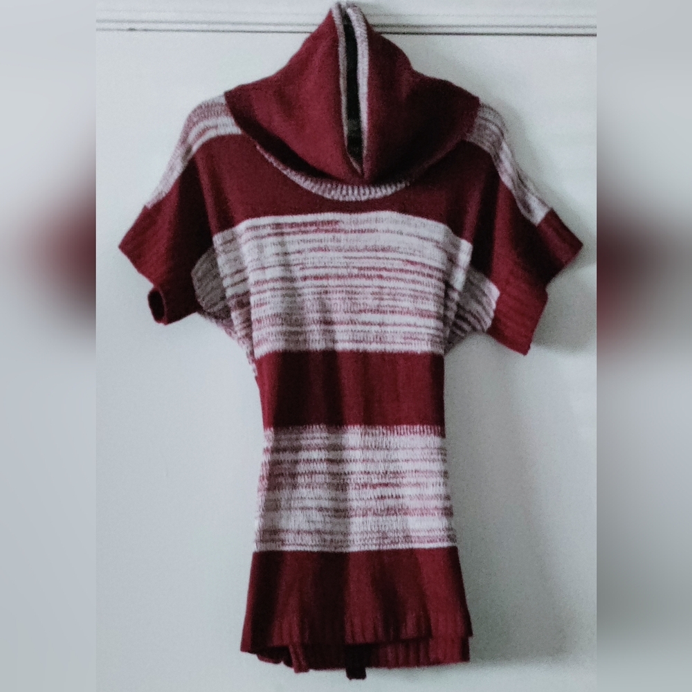 Short Sleeve Burgundy Sweater Blouse